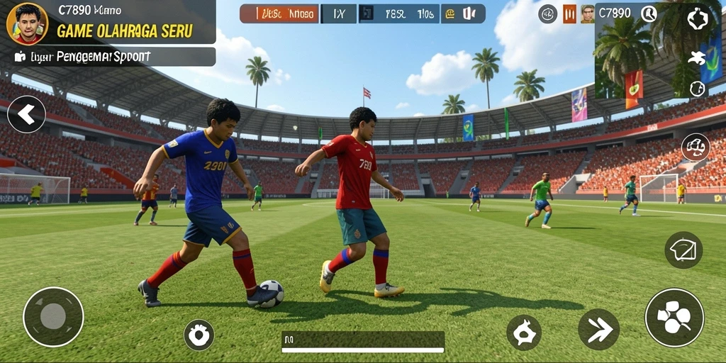 Tampilan utama gameplay C7890 dengan aksi olahraga yang seru.