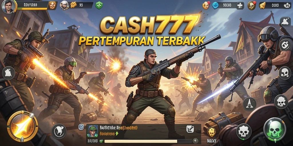 Gameplay intens CASH777 di medan pertempuran Battle Royale.