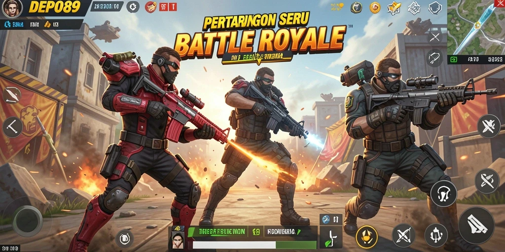 Tampilan gameplay seru di arena Battle Royale DEPO89.