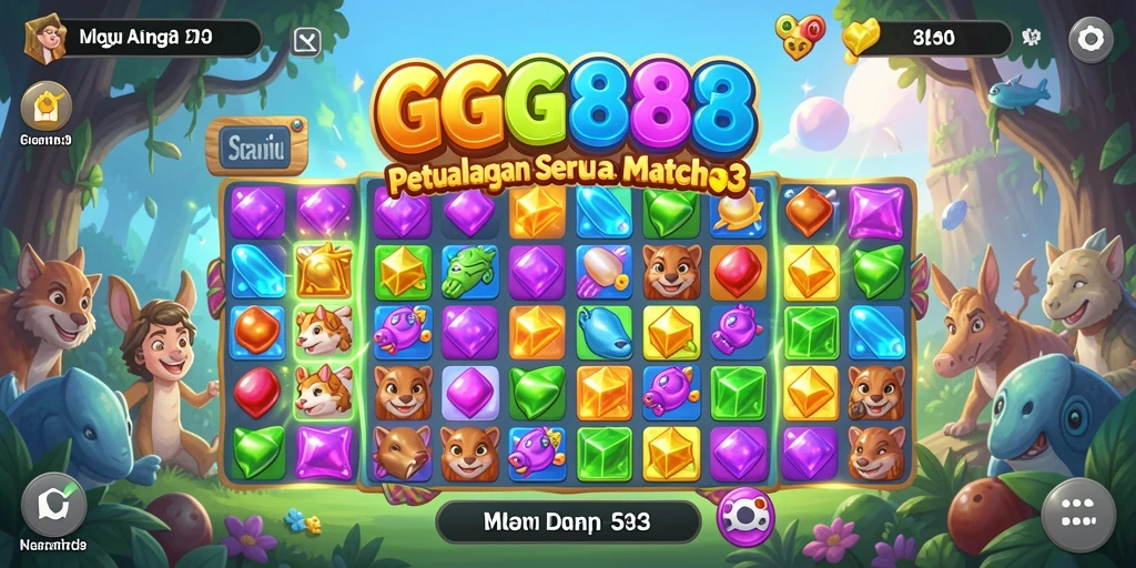 Tampilan gameplay seru GGG888 dalam aksi Match-3.
