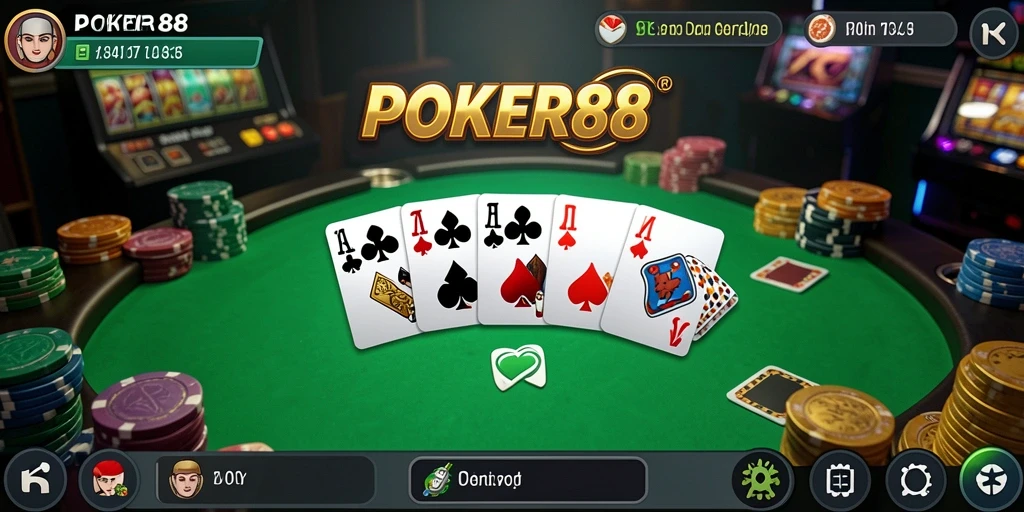 Tampilan utama gameplay POKER88 dengan desain menarik dan menantang.