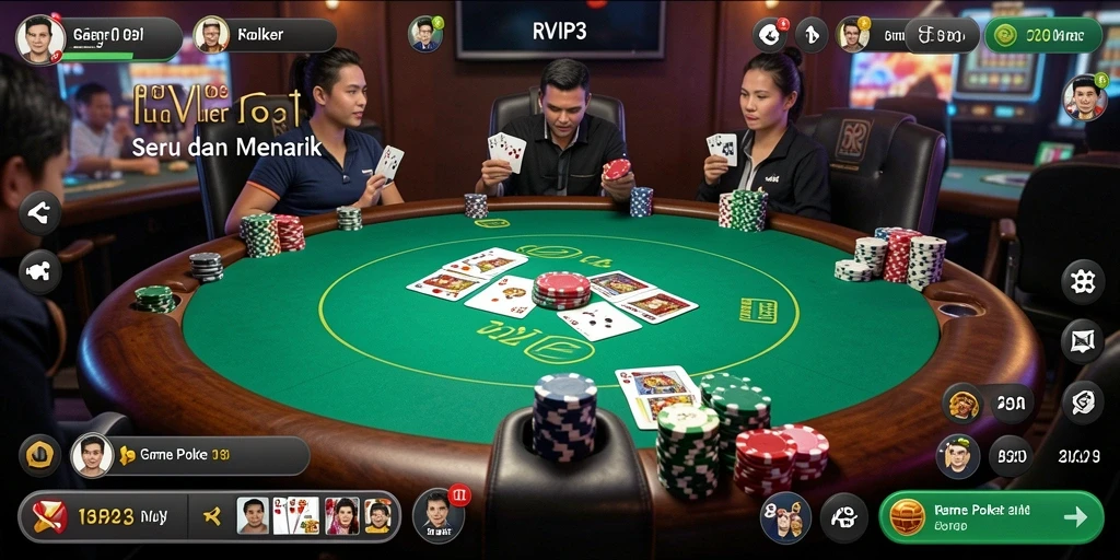 Screenshot gameplay yang menunjukkan suasana seru saat bermain Poker.