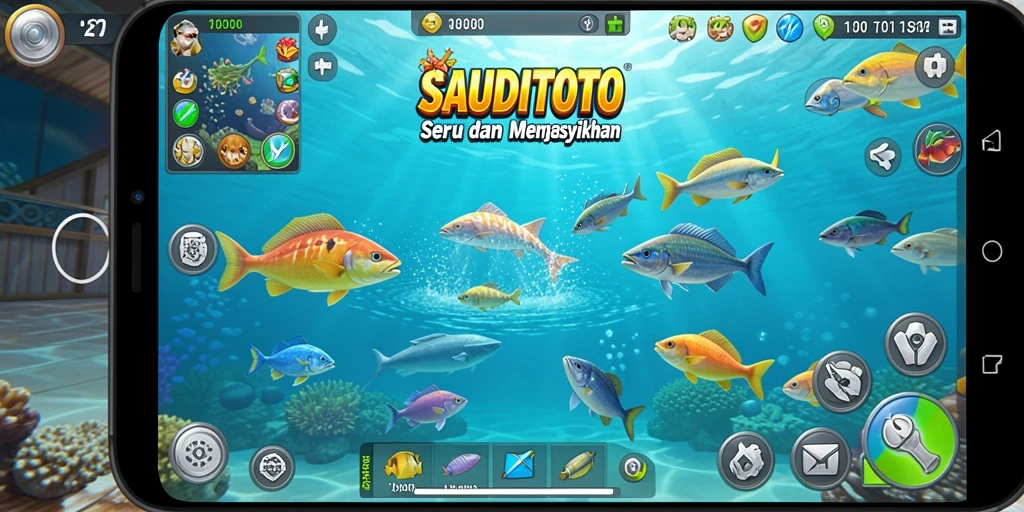 Tampilan gameplay menembak ikan yang seru di SAUDITOTO.